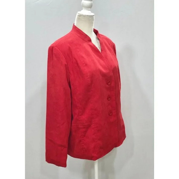 JM Collection Red Vegan Suede Jacket Blazer 16W - Picture 2 of 5
